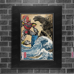 Daily_Deal_Shirts Posters / 4"x6" / Black King of the Monsters vs Megazord