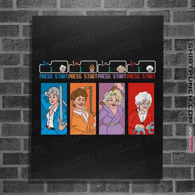 Daily_Deal_Shirts Posters / 4"x6" / Black Golden Ninjas
