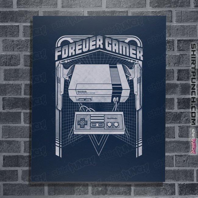 Secret_Shirts Posters / 4"x6" / Navy Forever Gamer NES