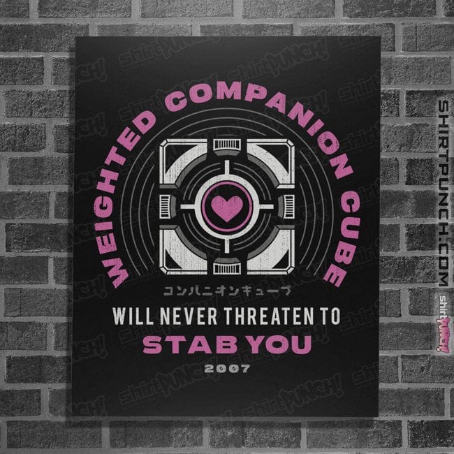 Shirts Posters / 4"x6" / Black Companion Cube Emblem