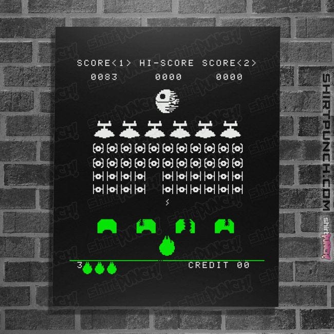 Daily_Deal_Shirts Posters / 4"x6" / Black Star Invaders