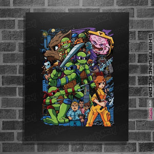 Daily_Deal_Shirts Posters / 4"x6" / Black TMNT Pilgrim