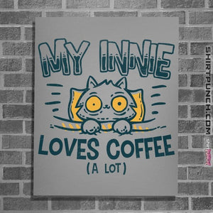 Daily_Deal_Shirts Posters / 4"x6" / Sports Grey Innie Loves Coffee