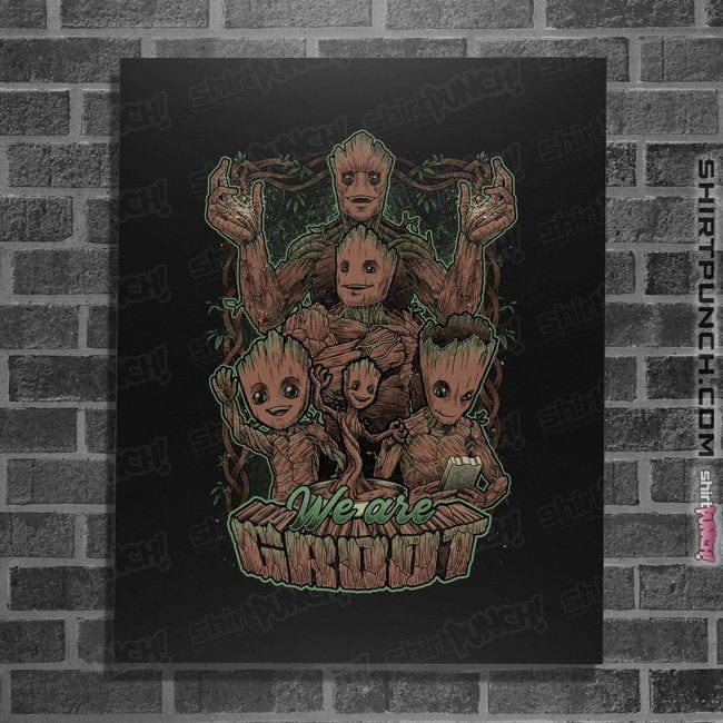 Daily_Deal_Shirts Posters / 4"x6" / Black We Are Groots