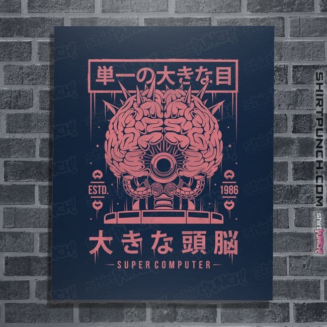 Daily_Deal_Shirts Posters / 4"x6" / Navy Huge Brain