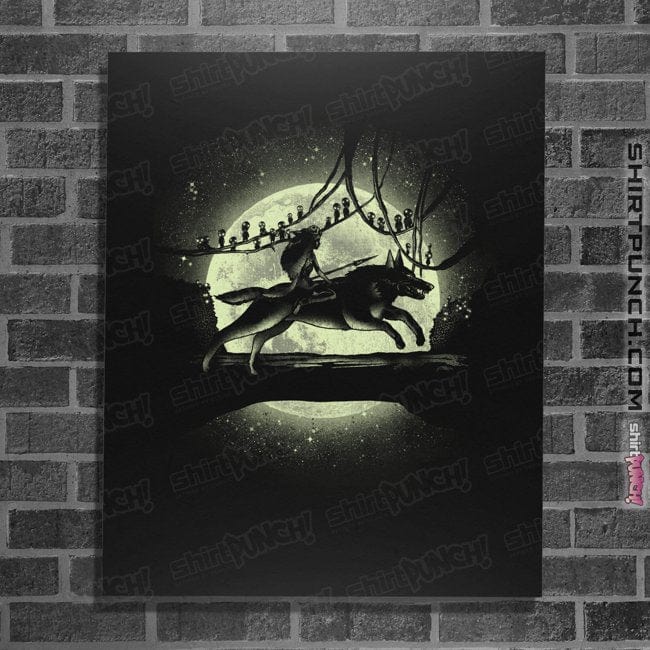 Shirts Posters / 4"x6" / Black Moonlight Wolf Princess