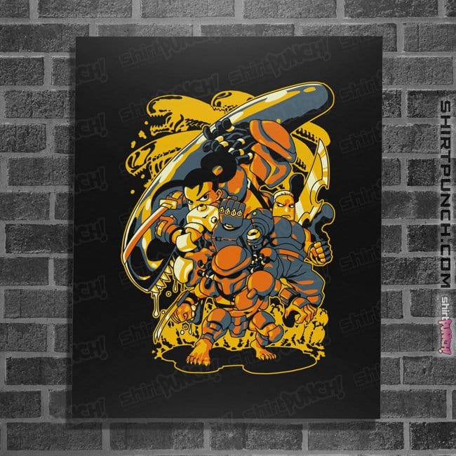 Shirts Posters / 4"x6" / Black Alien vs. Predator Arcade Heroes