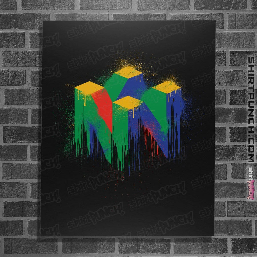 Shirts Posters / 4"x6" / Black N64 Splash