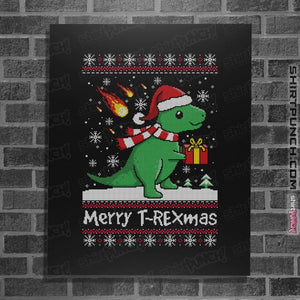 Shirts Posters / 4"x6" / Black Merry T-Rexmas