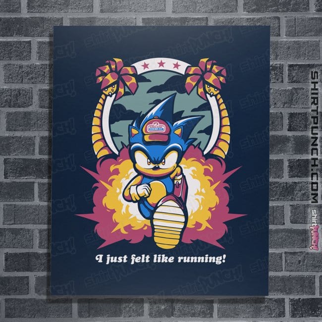 Daily_Deal_Shirts Posters / 4"x6" / Navy Run Hedgehog Run