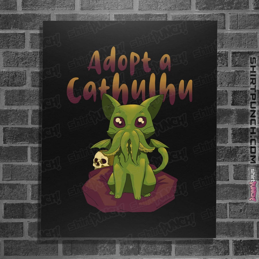 Shirts Posters / 4"x6" / Black Adopt A Cathulhu