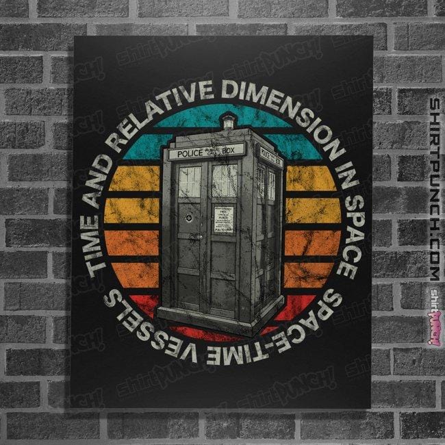 Shirts Posters / 4"x6" / Black Retro Tardis Sun