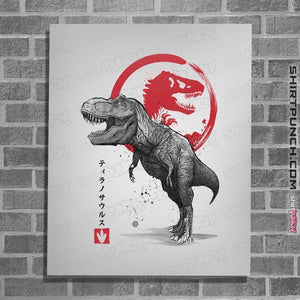 Shirts Posters / 4"x6" / White Tyrannosaurus sumi-e halftones