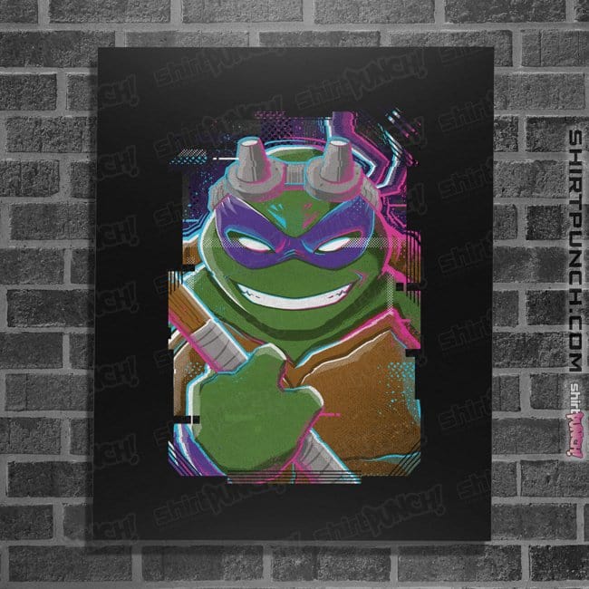 Daily_Deal_Shirts Posters / 4"x6" / Black Glitch Donatello