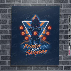 Shirts Posters / 4"x6" / Navy Retro Saiyan Prince