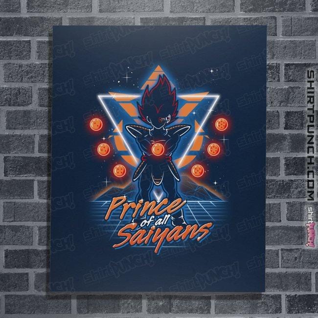 Shirts Posters / 4"x6" / Navy Retro Saiyan Prince