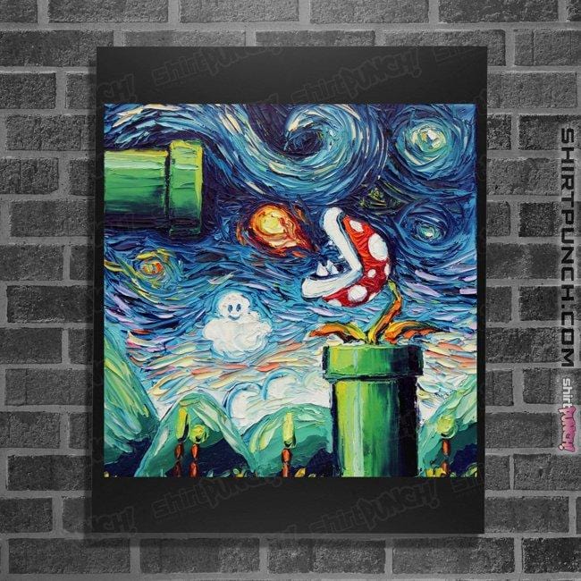 Shirts Posters / 4"x6" / Black Van Gogh Never Leveled Up