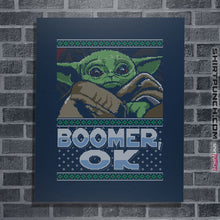 Load image into Gallery viewer, Shirts Posters / 4&quot;x6&quot; / Navy Boomer Ok Baby Yoda Sweater
