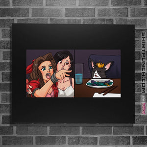 Shirts Posters / 4"x6" / Black Aerith Yelling At A Cait Sith