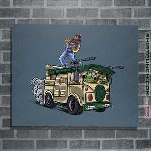 Daily_Deal_Shirts Posters / 4"x6" / Indigo Blue Surfing In The Turtle Van