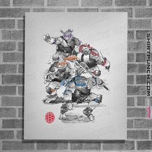 Daily_Deal_Shirts Posters / 4"x6" / White Ninja Turtles Sumi-e