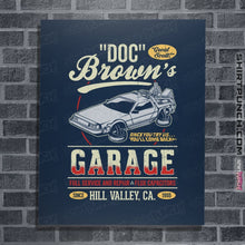 Load image into Gallery viewer, Shirts Posters / 4&quot;x6&quot; / Navy Doc Brown&#39;s Garage
