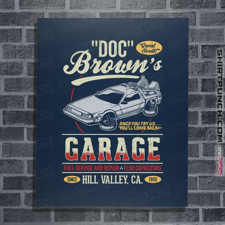 Shirts Posters / 4"x6" / Navy Doc Brown's Garage