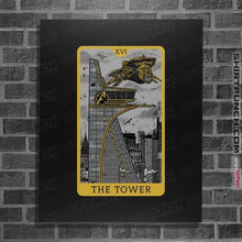 Load image into Gallery viewer, Shirts Posters / 4&quot;x6&quot; / Black Tarot The Tower
