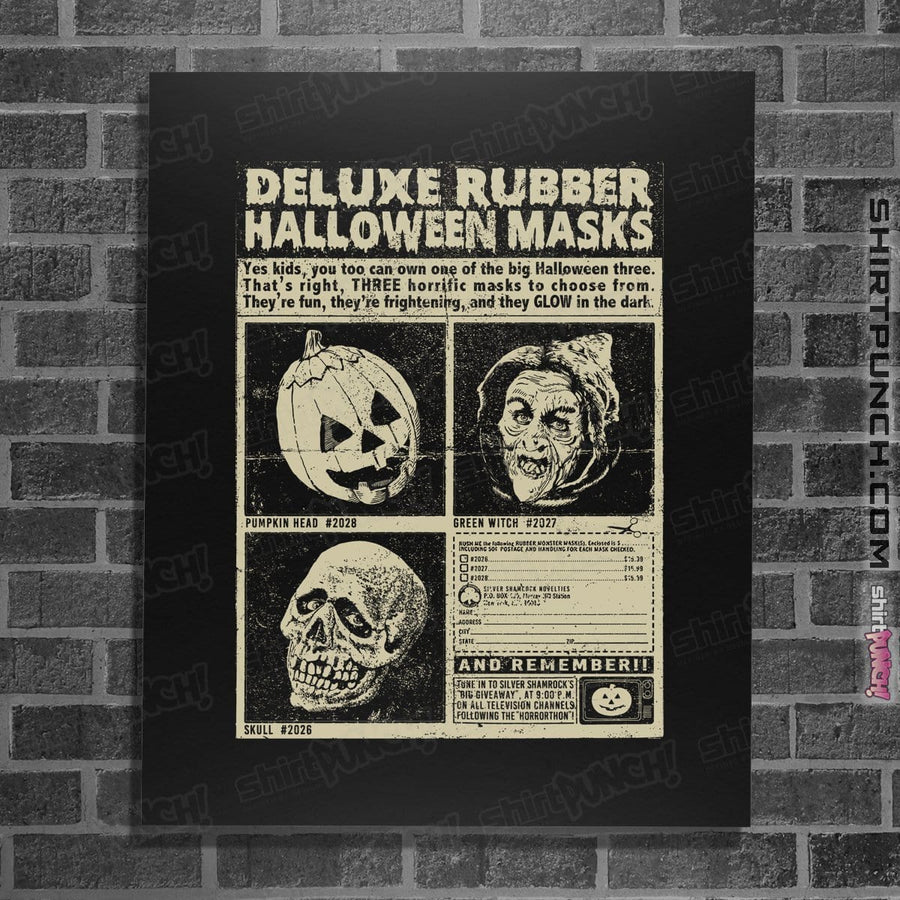 Shirts Posters / 4"x6" / Black Three Halloween Masks