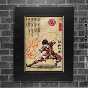 Daily_Deal_Shirts Posters / 4"x6" / Black Fire Nation Master Woodblock