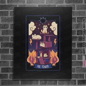 Daily_Deal_Shirts Posters / 4"x6" / Black The Tower Cat Tarot