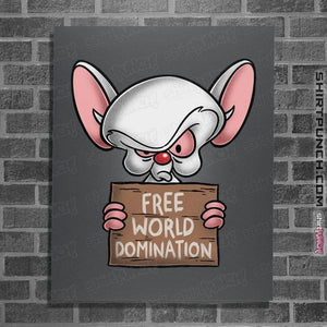 Daily_Deal_Shirts Posters / 4"x6" / Charcoal Free World Domination