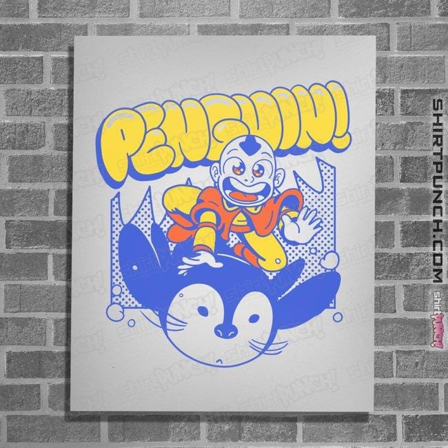 Shirts Posters / 4"x6" / White Penguin Sledding