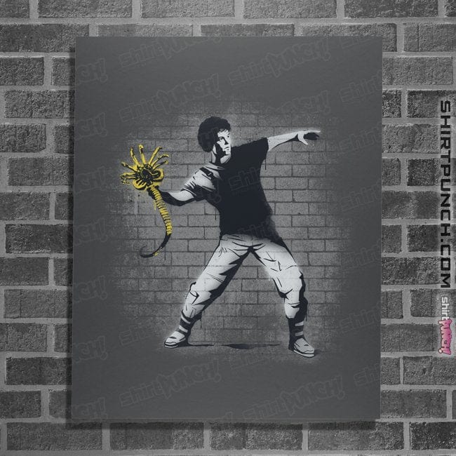 Secret_Shirts Posters / 4"x6" / Charcoal Alien Thrower
