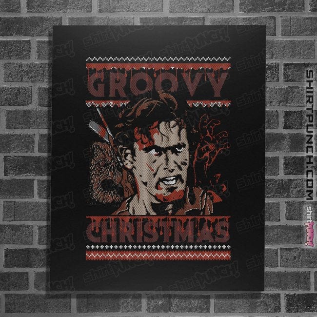 Daily_Deal_Shirts Posters / 4"x6" / Black Groovy Christmas