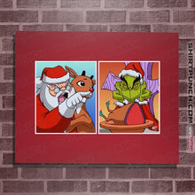 Load image into Gallery viewer, Daily_Deal_Shirts Posters / 4&quot;x6&quot; / Red Santa Yelling At Grinch

