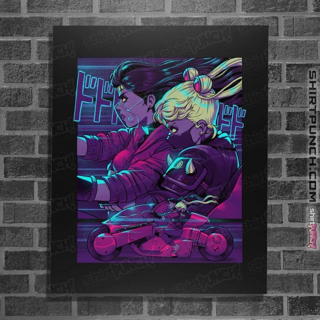 Daily_Deal_Shirts Posters / 4"x6" / Black Neon Moon Eclipse On Mars