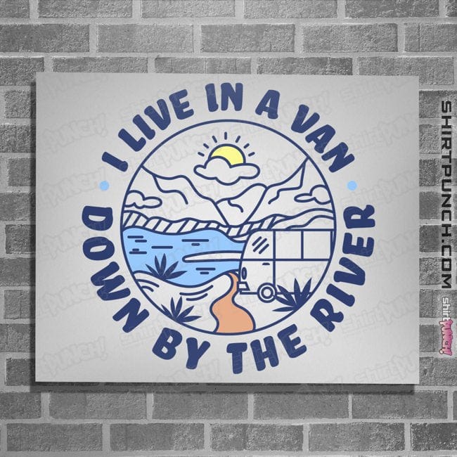 Daily_Deal_Shirts Posters / 4"x6" / White Van By The River