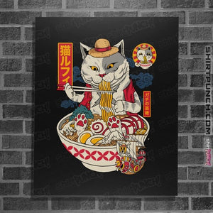 Daily_Deal_Shirts Posters / 4"x6" / Black Ramen Cat Pirate