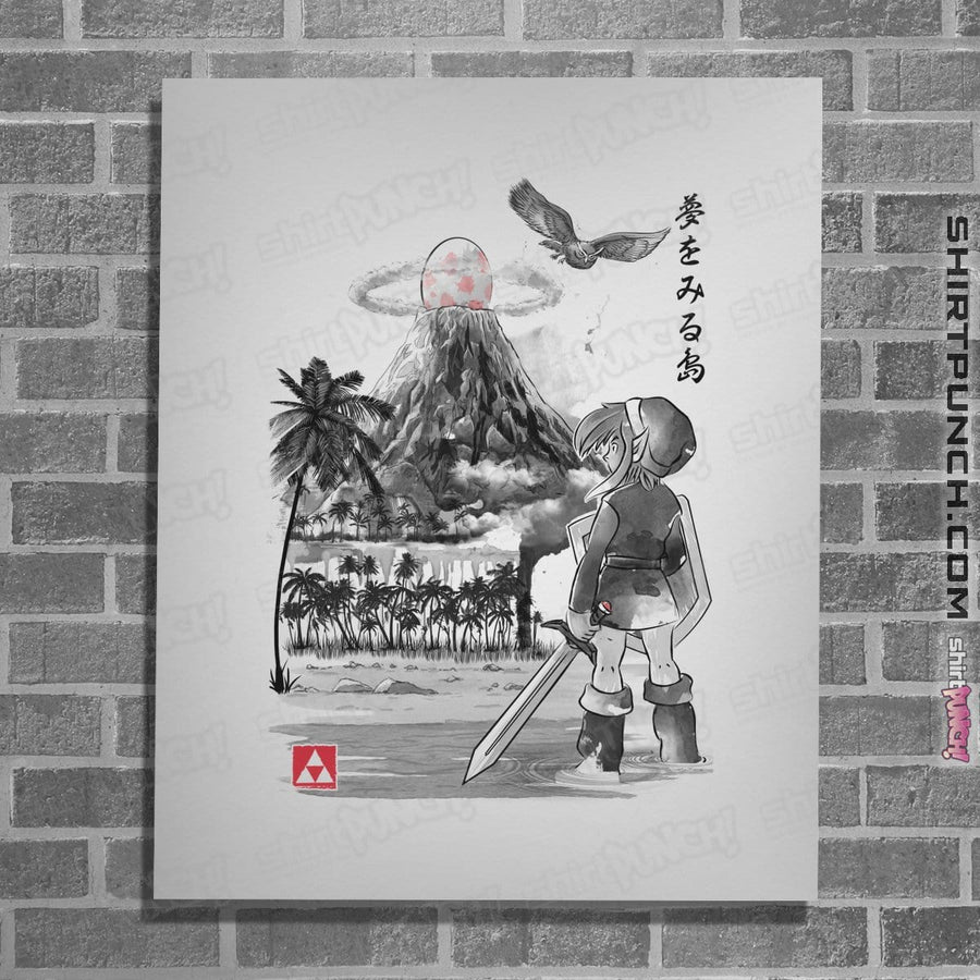 Shirts Posters / 4"x6" / White Link's Awakening Sumi-e