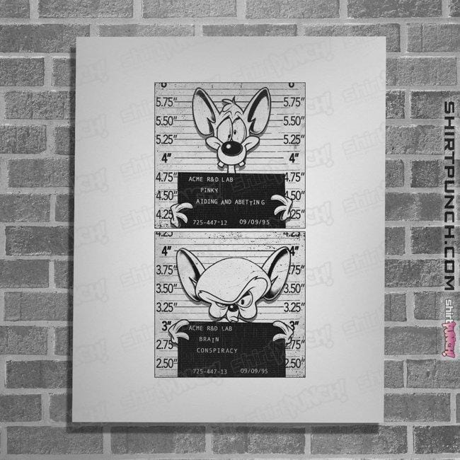 Secret_Shirts Posters / 4"x6" / White Pinky And Brain Mugshot
