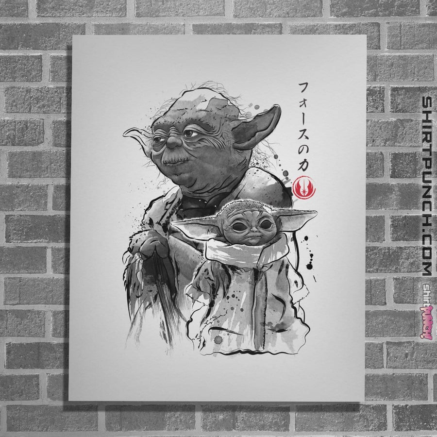 Shirts Posters / 4"x6" / White Old And Young Sumi-e