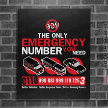 Load image into Gallery viewer, Secret_Shirts Posters / 4&quot;x6&quot; / Black Emergency Number
