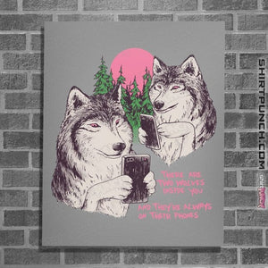 Daily_Deal_Shirts Posters / 4"x6" / Sports Grey Two Wolves On Their Phones