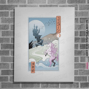 Daily_Deal_Shirts Posters / 4"x6" / White Unicorn Ukiyo-e
