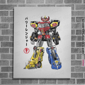 Daily_Deal_Shirts Posters / 4"x6" / White Mighty Morphin Megazord Sumi-e