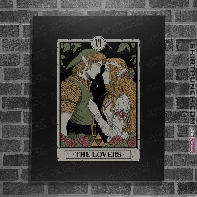Daily_Deal_Shirts Posters / 4"x6" / Black The Lovers Vintage Tarot