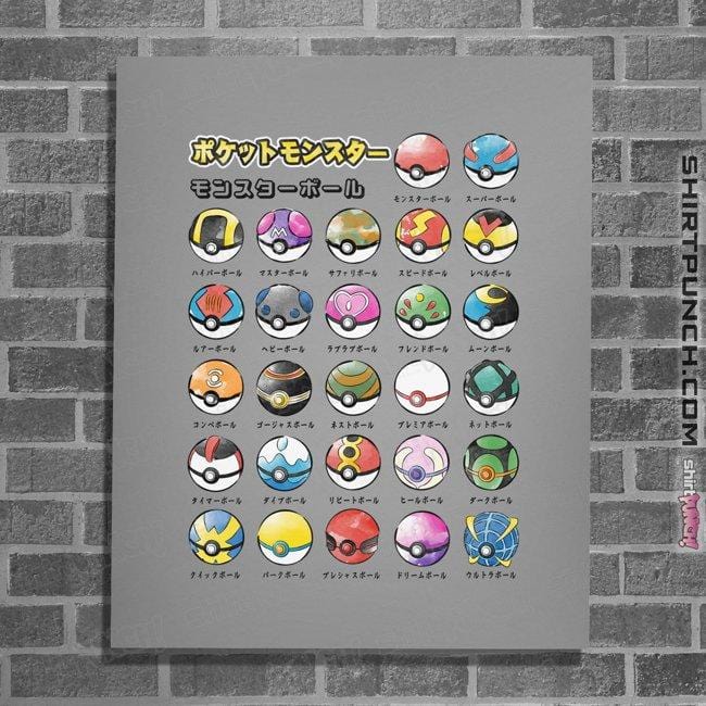 Secret_Shirts Posters / 4"x6" / Sports Grey Pokeball Types