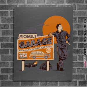 Daily_Deal_Shirts Posters / 4"x6" / Charcoal Michael's Garage