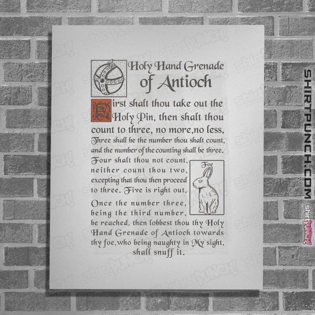 Secret_Shirts Posters / 4"x6" / White Holy Hand Grenade